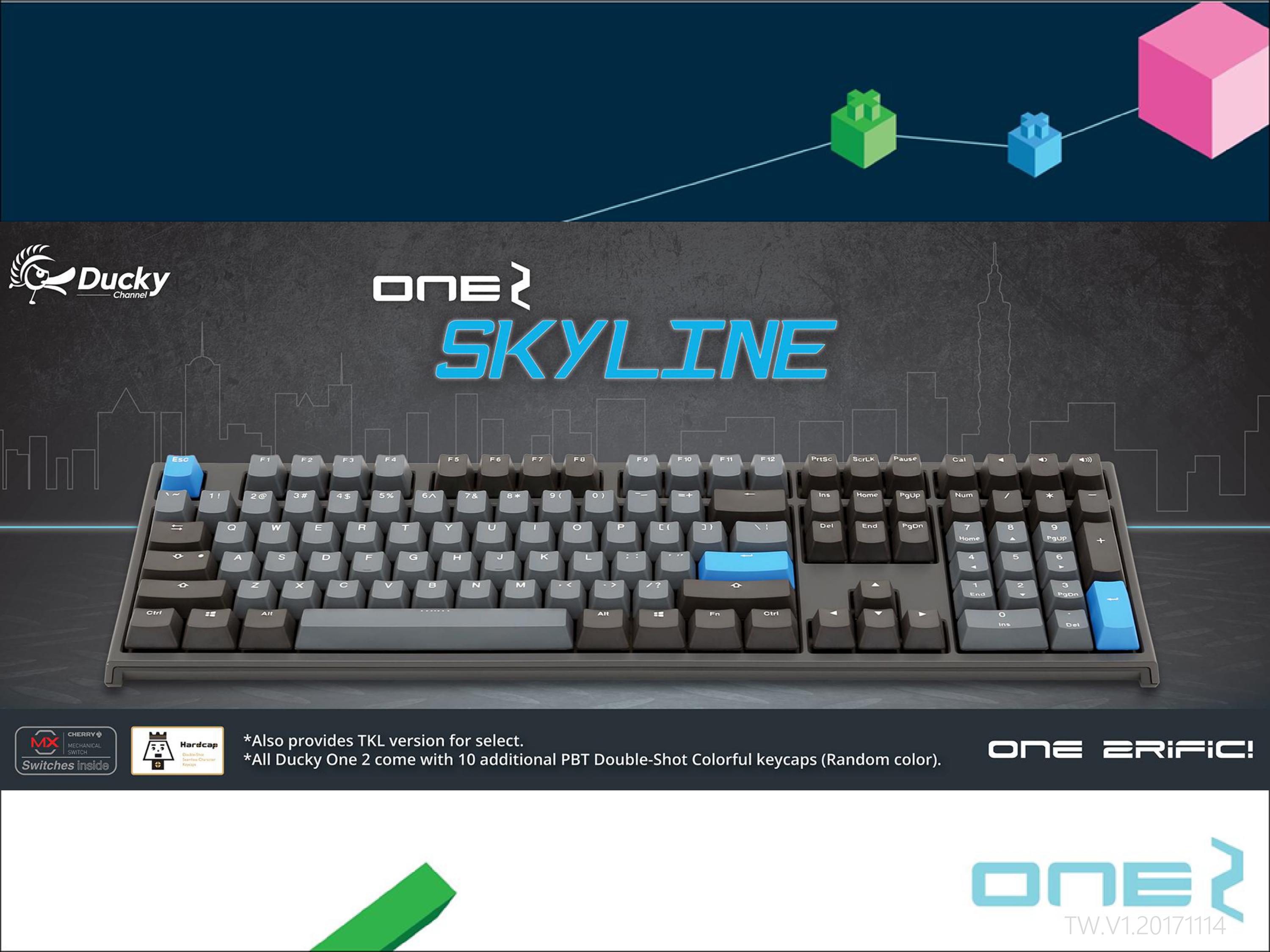 PC PARTY創傑Ducky Skyline天際線ONE 2 PBT 中文機械式鍵盤